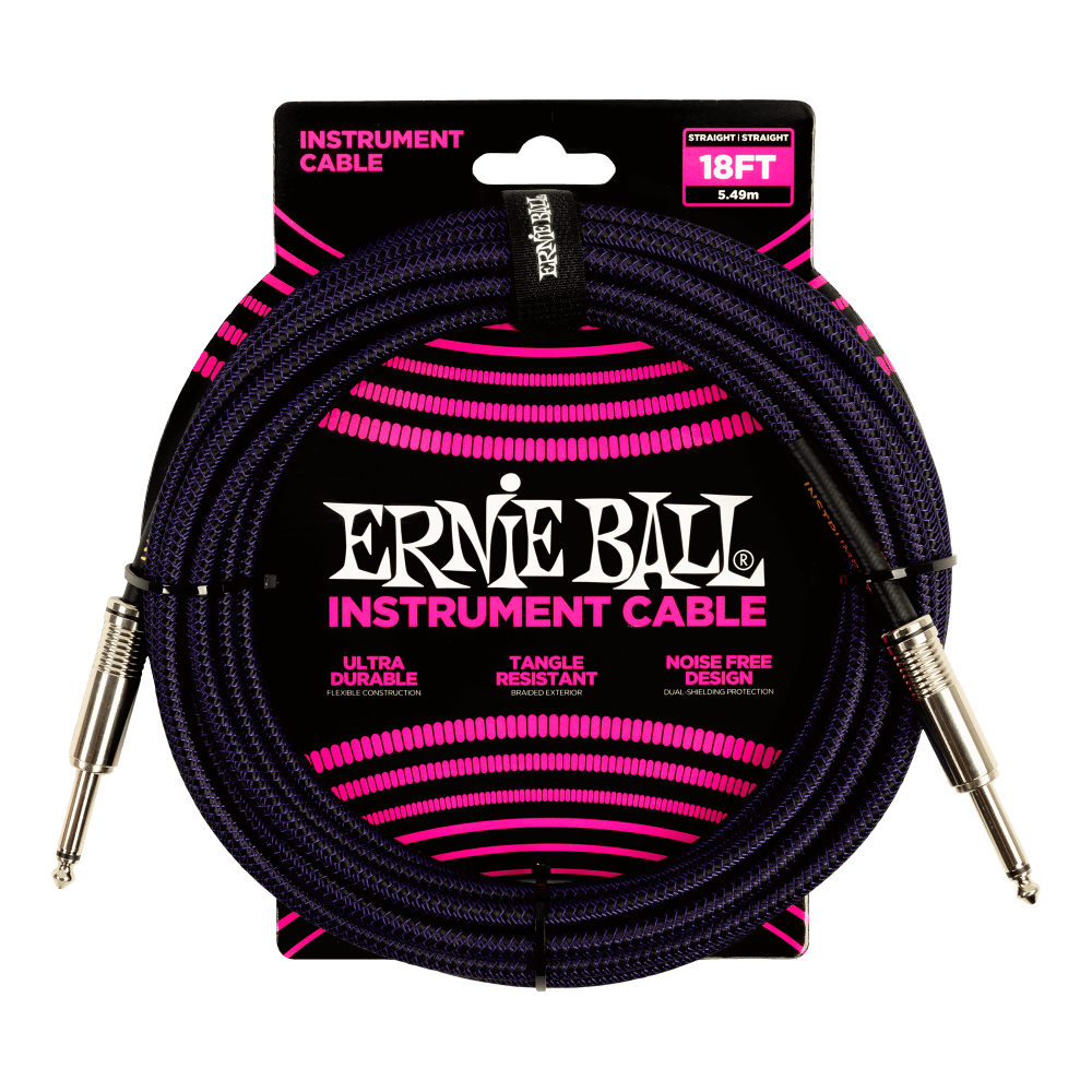 18' BRAIDED STRAIGHT / STRAIGHT INSTRUMENT CABLE - PURPLE BLACK