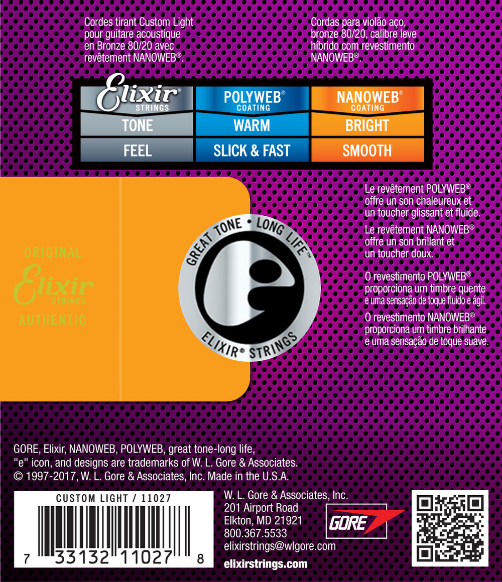 Acoustic Gtr Str Set 11/52 Ctd-Br C/Lt Nanoweb