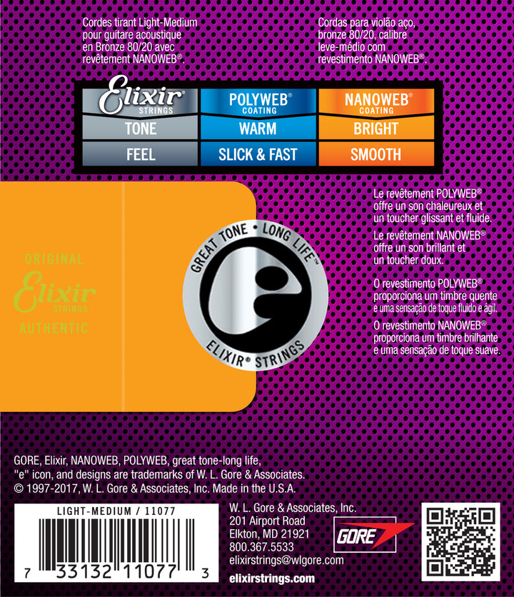 Acoustic Gtr Str Set 12/56 Ctd-Br Lt/Med Nanoweb