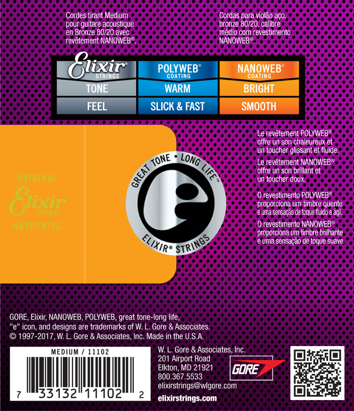 Acoustic Gtr Str Set 13/56 Ctd-Br Med Nanoweb