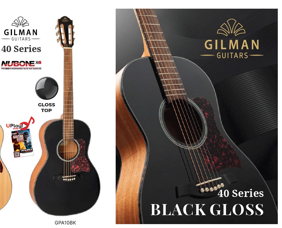 Gilman GPA10BK Gloss Black Top Parlour Acoustic
