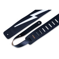 LEVY'S Straps Black Leather Lightening Bolt Guitar Strap 2 1/2'' Wide