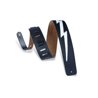 LEVY'S Straps Black Leather Lightening Bolt Guitar Strap 2 1/2'' Wide