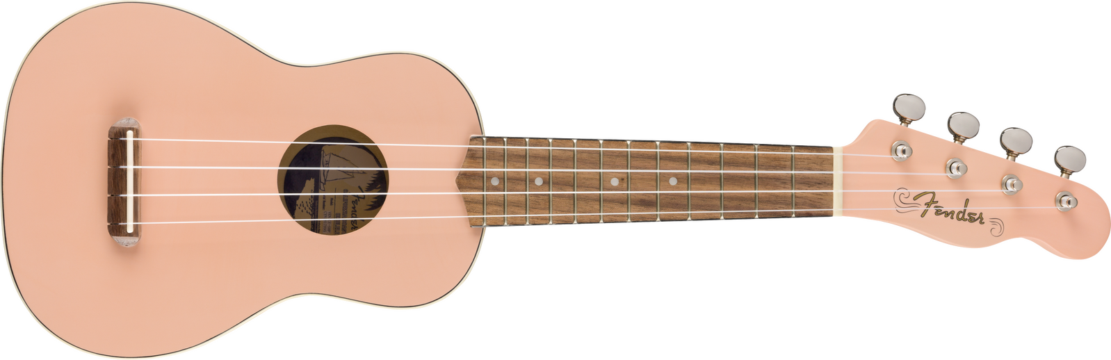 Venice Soprano Uke, Walnut Fingerboard, Shell Pink