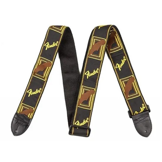 Fender Monogrammed Guitar Strap - Black, Yellow, Brown