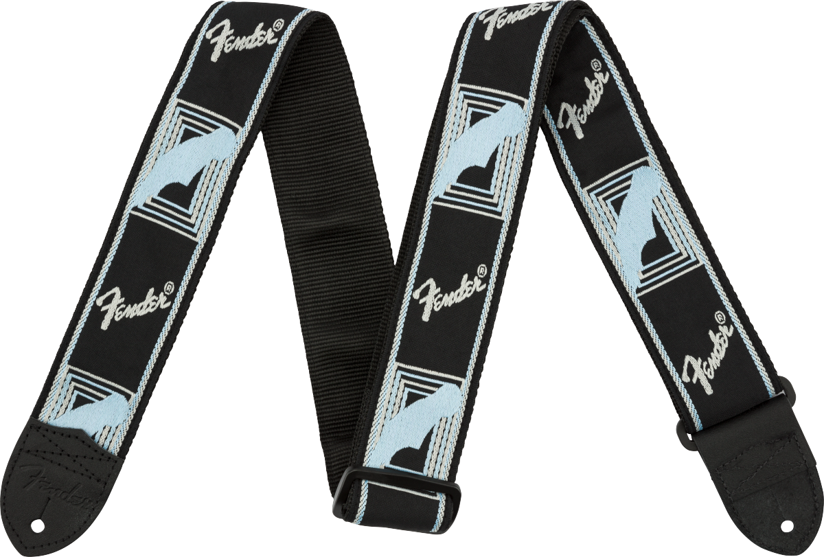 Fender Monogrammed Guitar Strap - Black, Light Grey, Blue