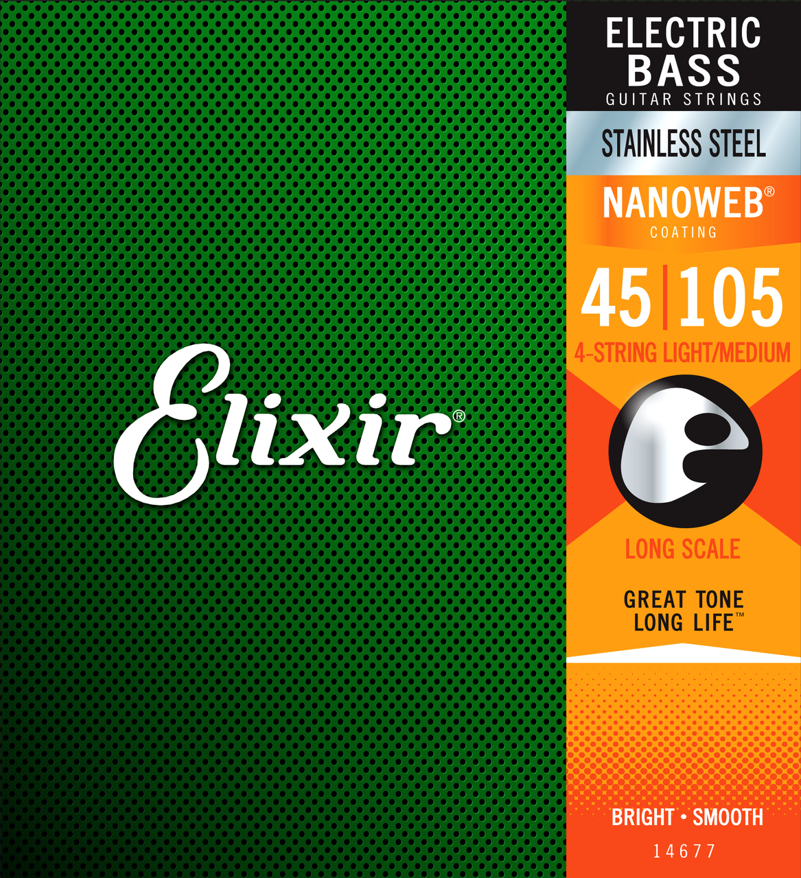 Elixir 14677 Nanoweb Stainless Steel Bass Strings 45-105 Medium