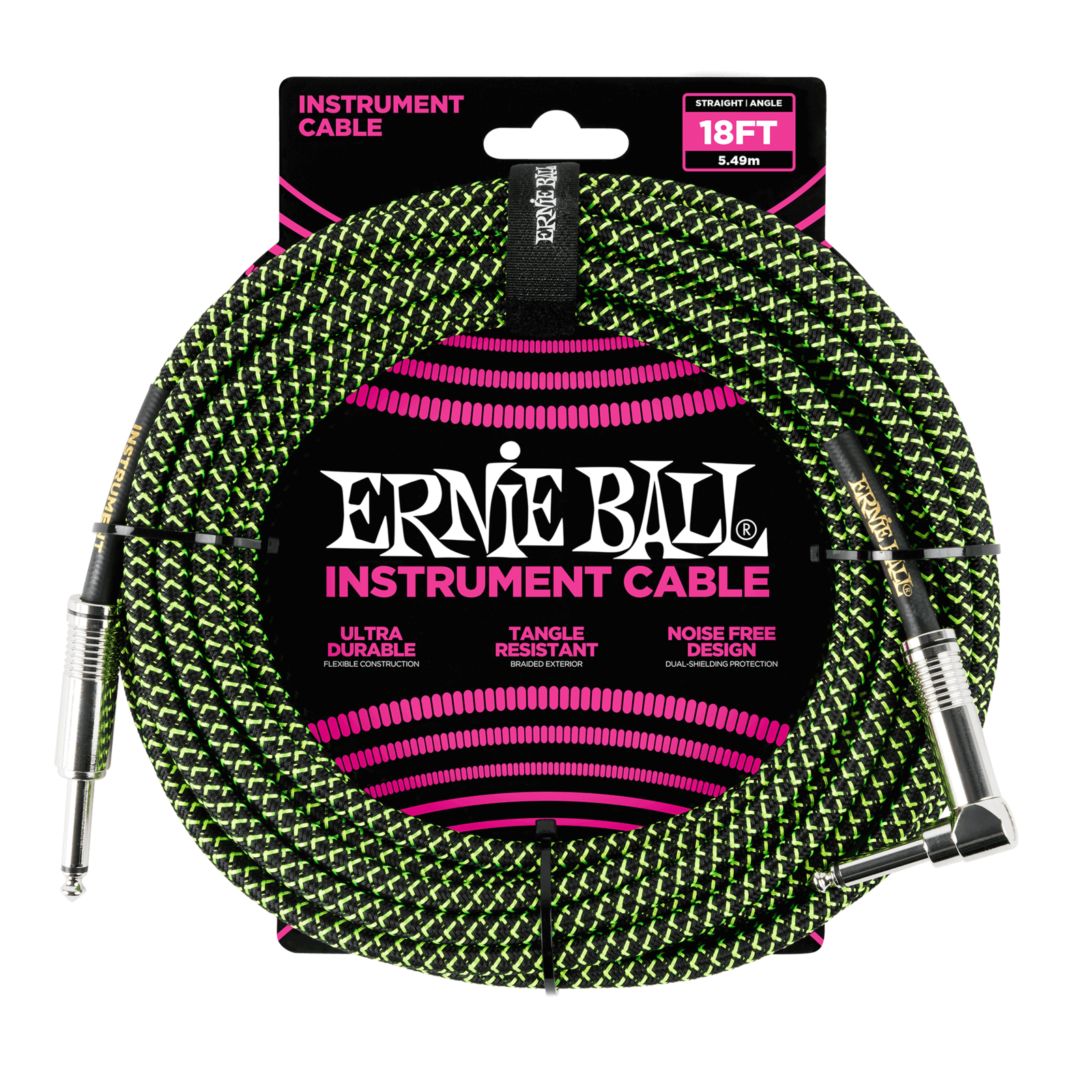 Ernie Ball Braided Straight + Right Angled 3m 