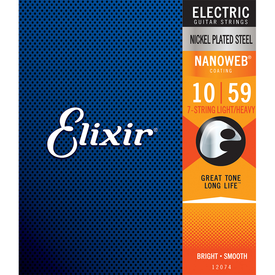 Elixir 12074 Nanoweb Electric 7 String 10-59 Light - Medium Guitar Strings