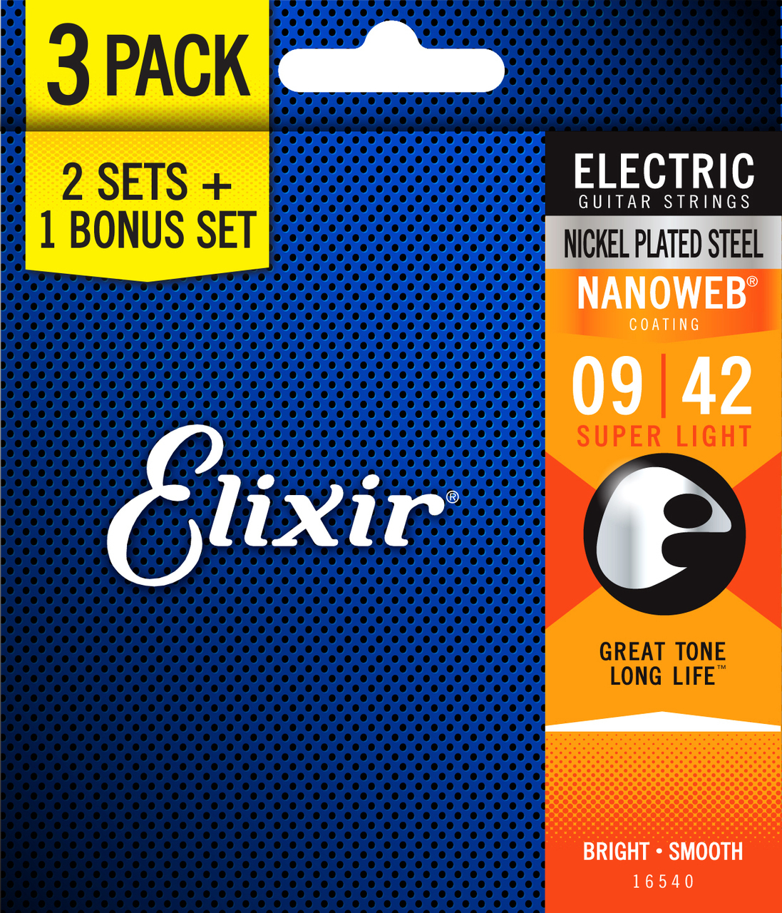 Elixir 16540 Nanoweb Elec 9-42 3 Pack S/Light