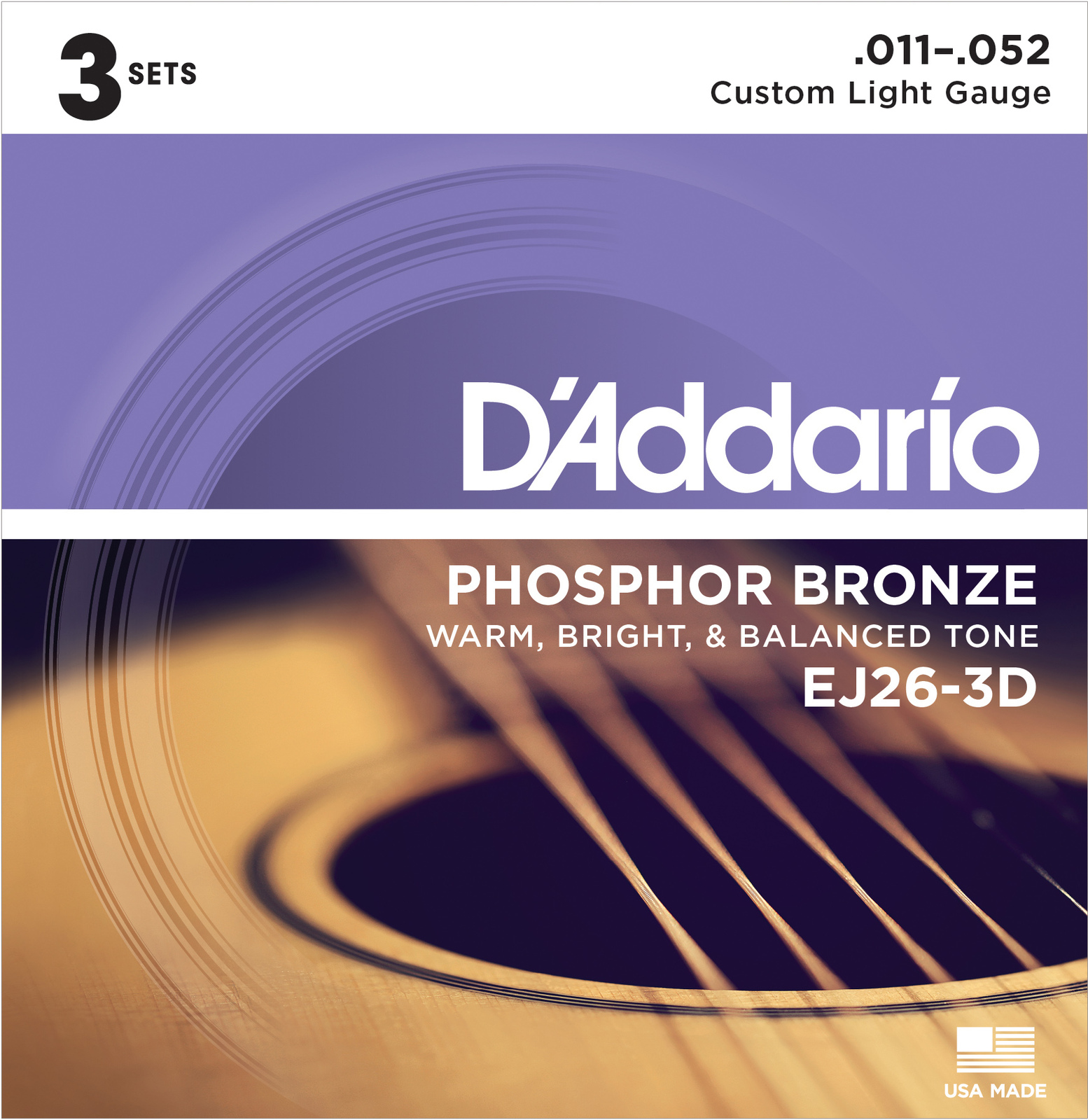 Acoustic Gtr Str Set 3D 11/52 Ph/Br Custom/Lgt