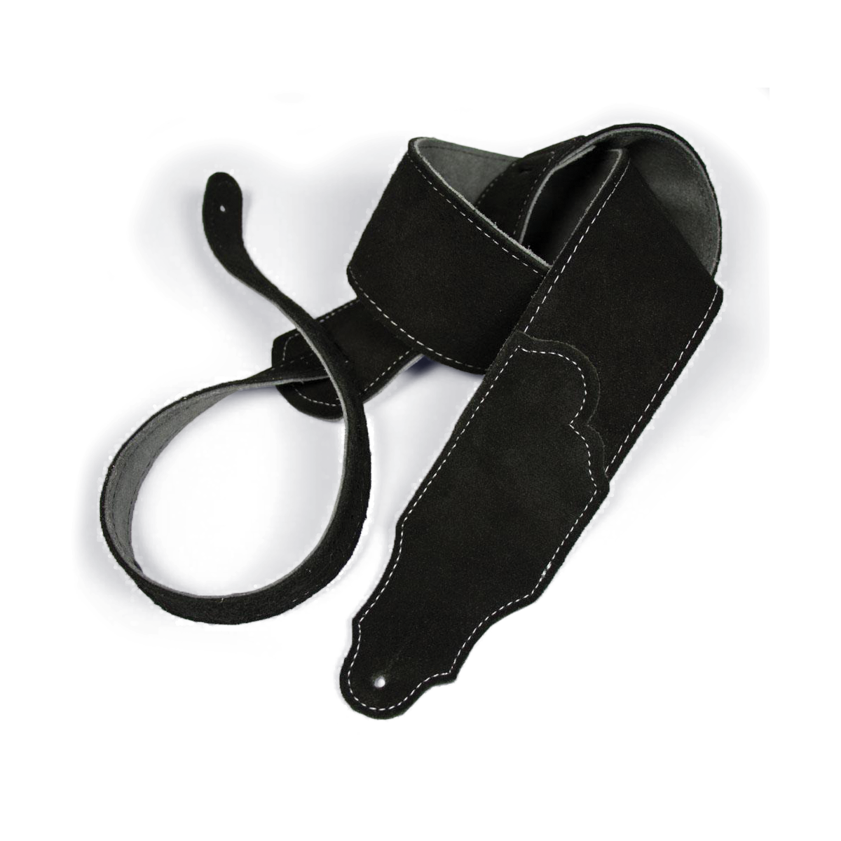 Franklin 2.5" Balck Suede Silver Stitching Guitar Strap