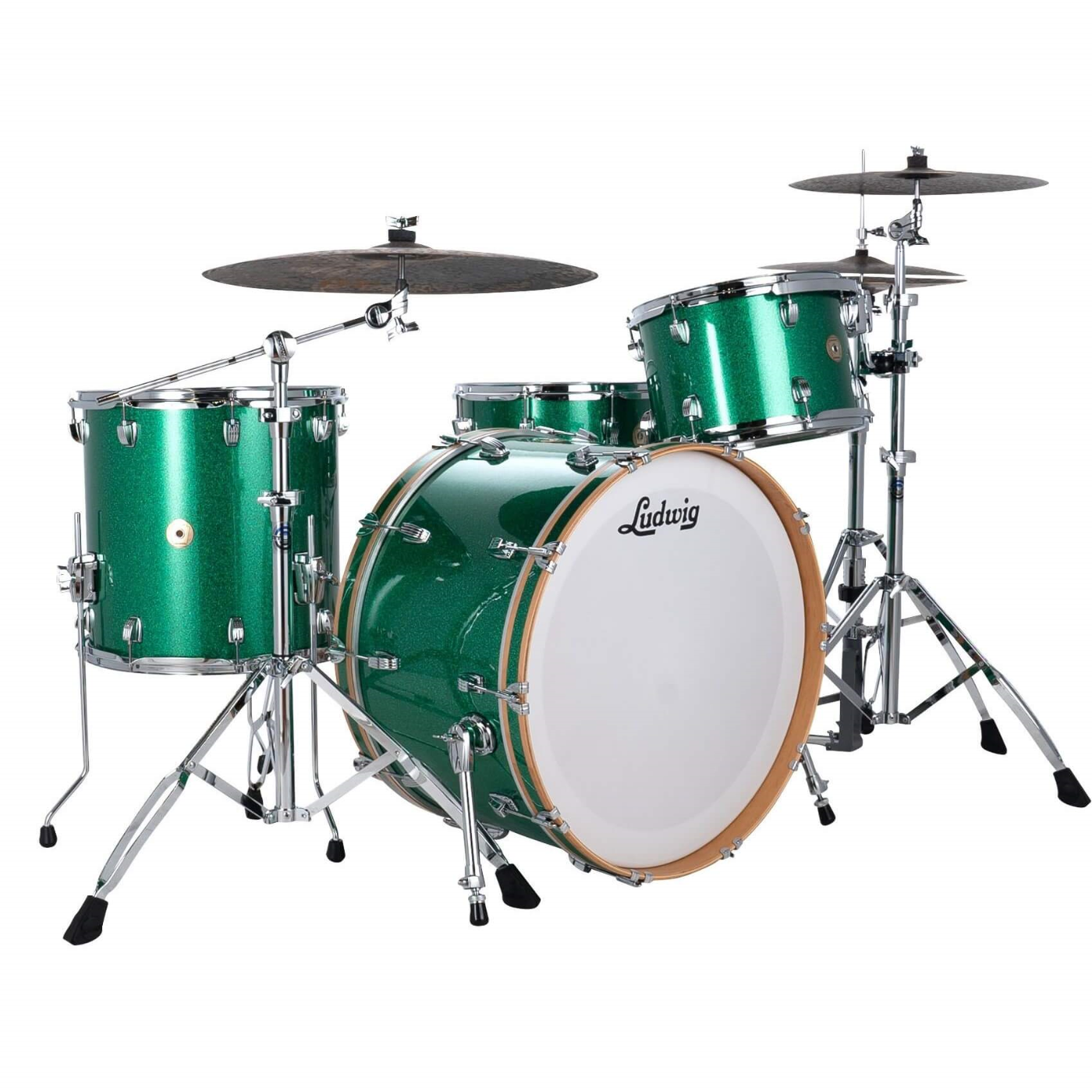 Ludwig Continental Fab22 Green Sparkle Drum Kit