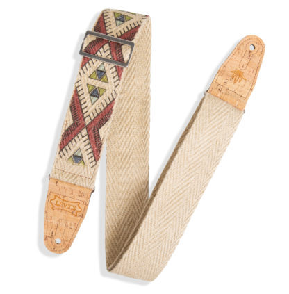 LEVY'S Vegan Hemp Printed Diamond Guitar Strap 2" Wide