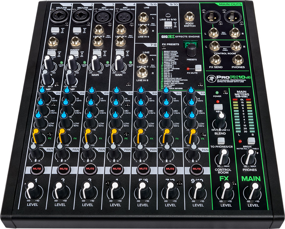 10 Channel Professional Effects Mixer with USB