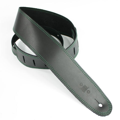 DSL 2.5" Single Ply Leather Black/Green Stitch