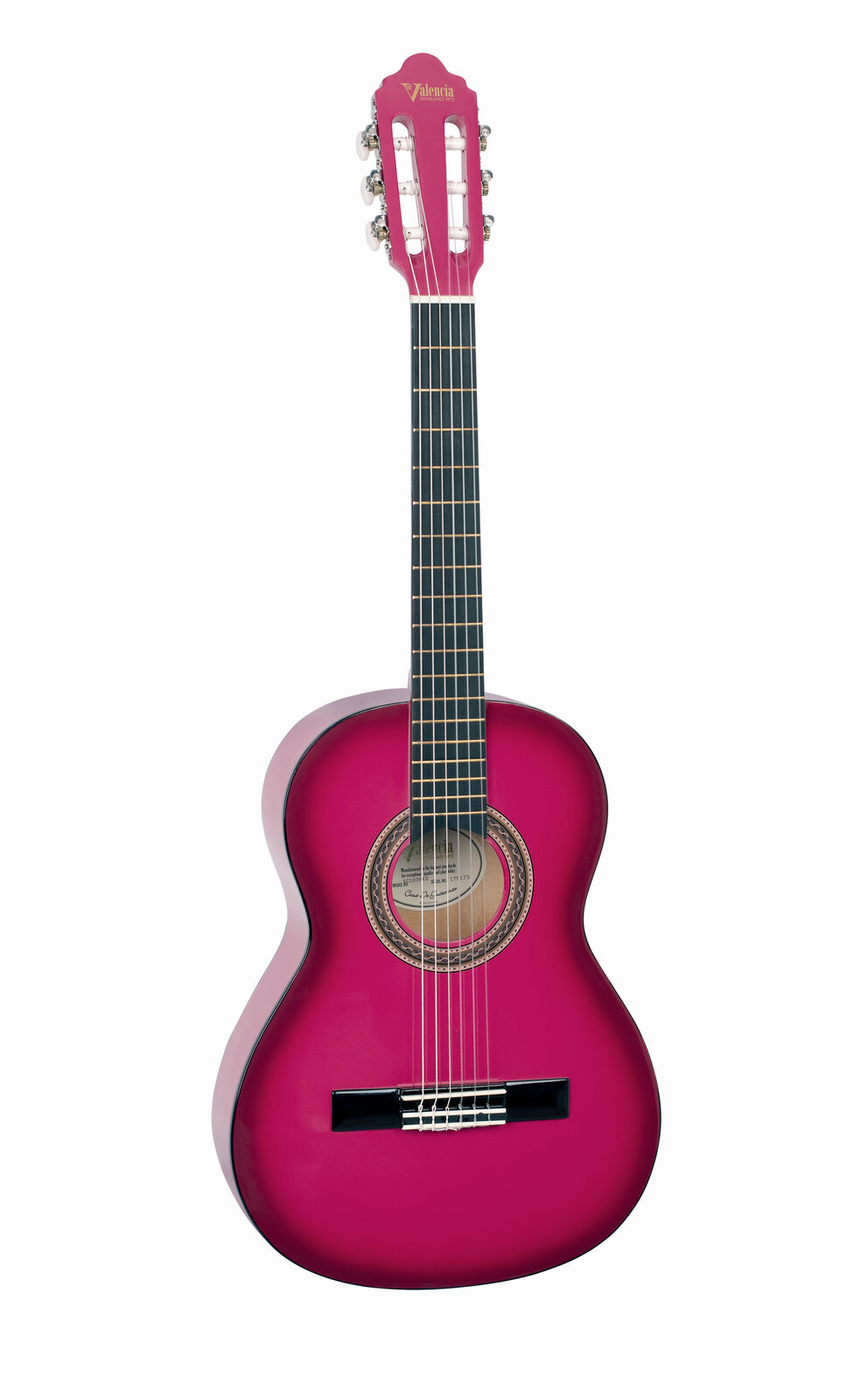 Valencia 100 Series 3/4 Classical Guitar in Pink Burst