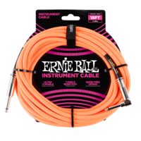 Ernie Ball 18 Braided Strt Angl Inst Cable Neon Org