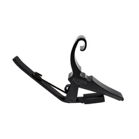 Matte Black Low Tension Capo For Acoustic Guitars. Easy Headstock Park And One Hand Reposition.