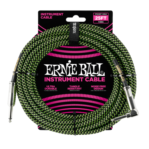 25 Ft Strght/Angle Braided Blk/Green Cable