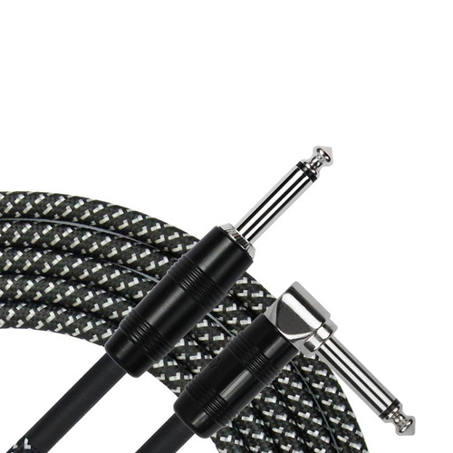 Kirlin 20Ft Black Woven Guitar Cable Ra - Straight