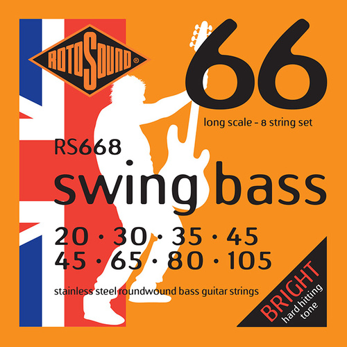 Rotosound Rs668 Swing Bass 66 8-Str Long Scale Hybrid 20 - 105 Stainless