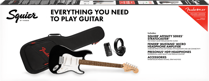 Squier Affinity Series Stratocaster  Black - Mustang Micro Pack