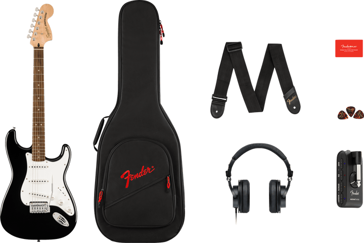 Squier Affinity Series Stratocaster  Black - Mustang Micro Pack