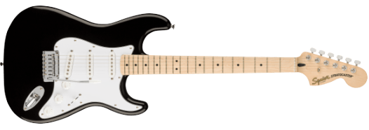 Squier by Fender Affinity Series Stratocaster Maple Fingerboard White Pickguard, Black