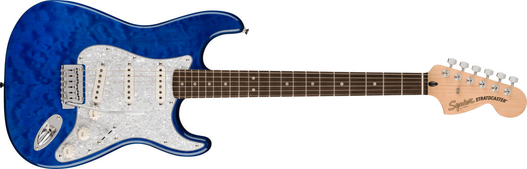 Squier Affinity Strat Quilt Maple Top Saphire Blue Transparent