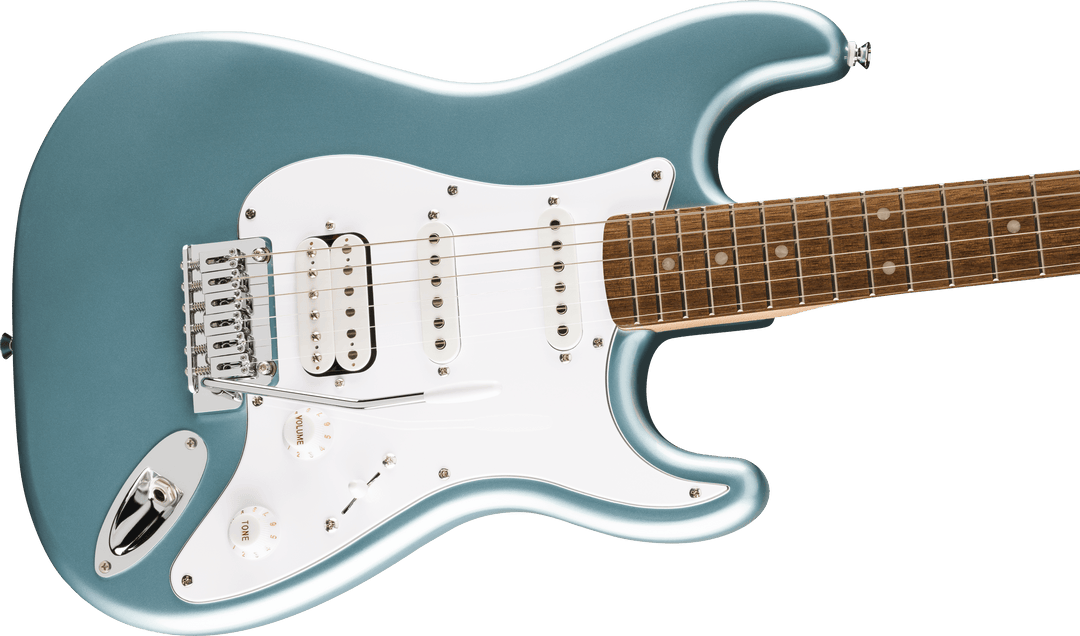 Squier Affinity Series® Stratocaster® Junior HSS, Laurel Fingerboard, White Pickguard, Ice Blue Metallic