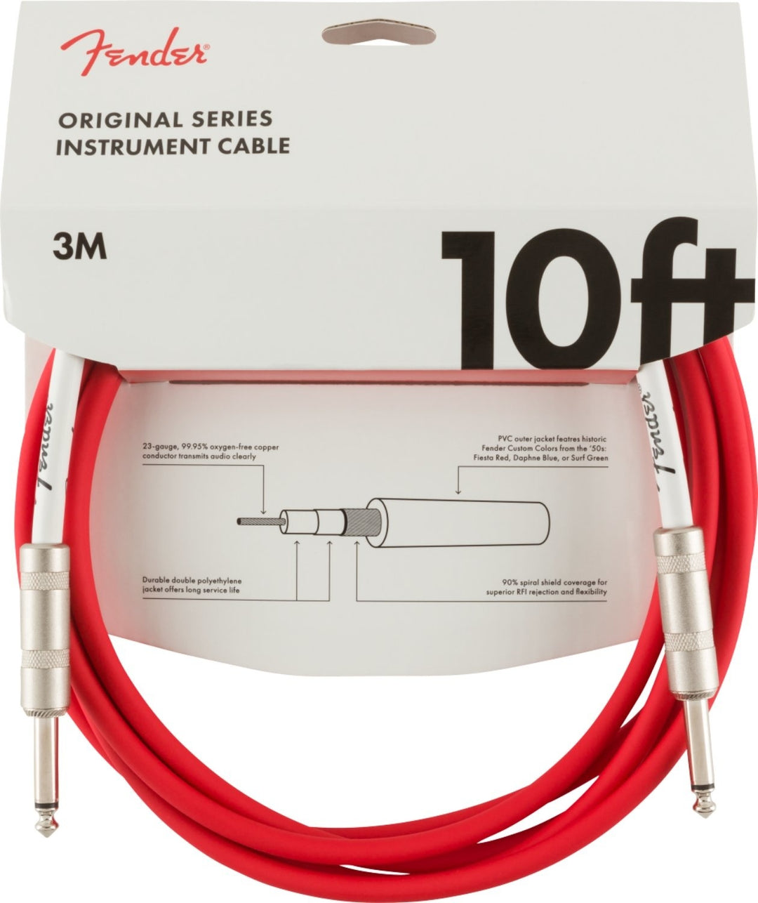 Fender Original 10FT Instrument Cable Fiesta Red