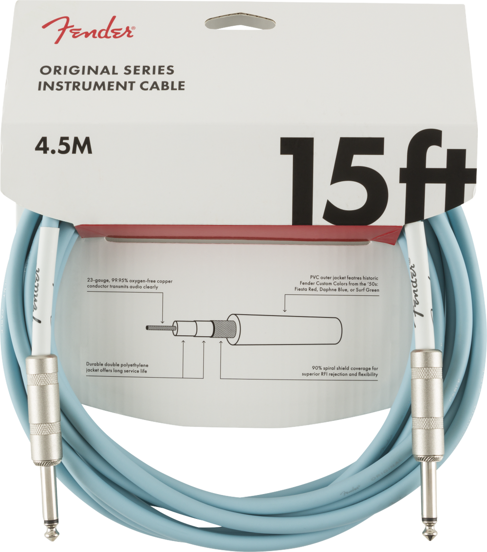 Fender Original 15' Instrument Cable Daphne Blue