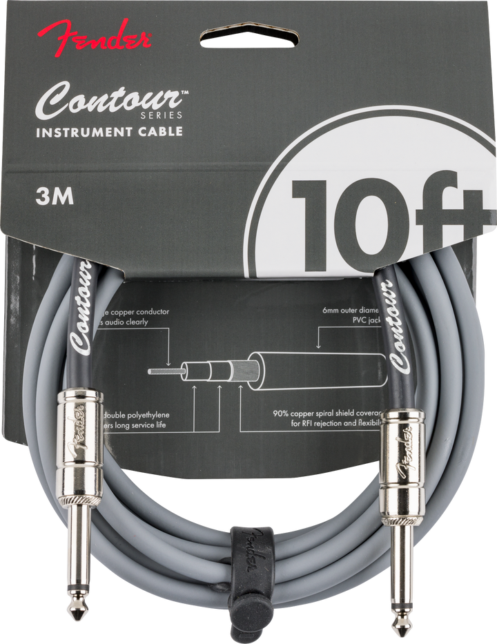 Fender Contour™ Instrument Cable, Inca Silver, 10'