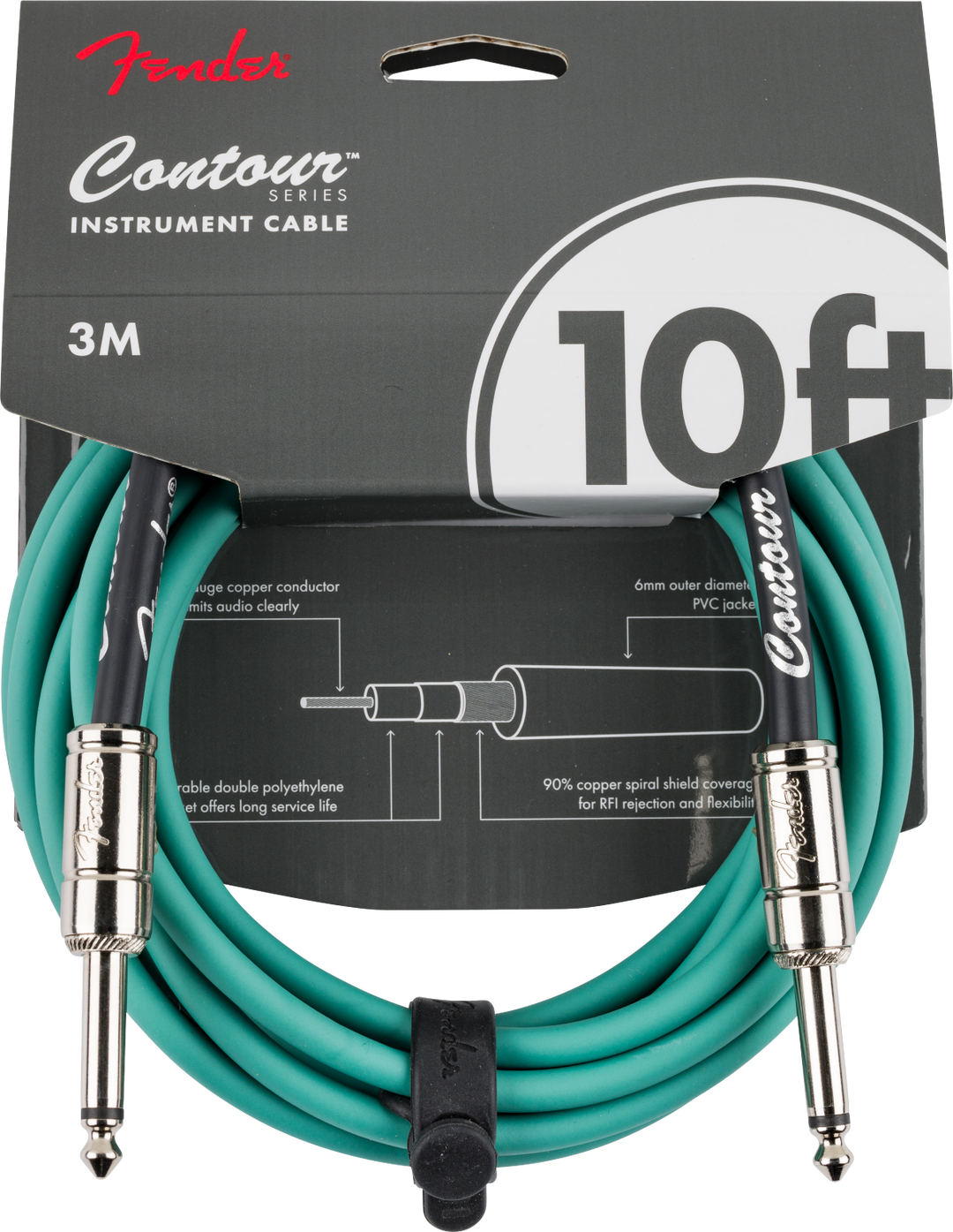 Fender Contour™ Instrument Cable, Sherwood Green, 10'