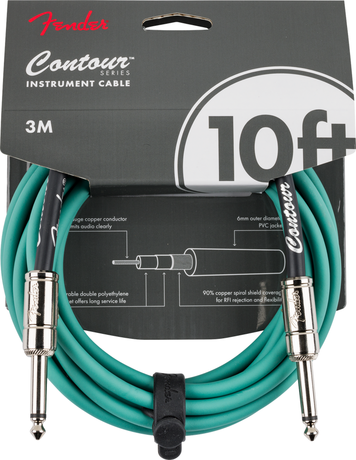 Fender Contour™ Instrument Cable, Sherwood Green, 10'
