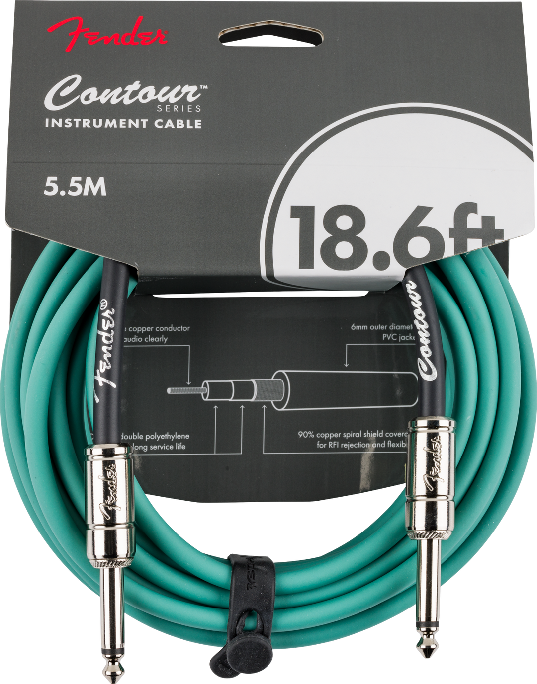 Fender Contour™ Instrument Cable, Sherwood Green, 18.6'