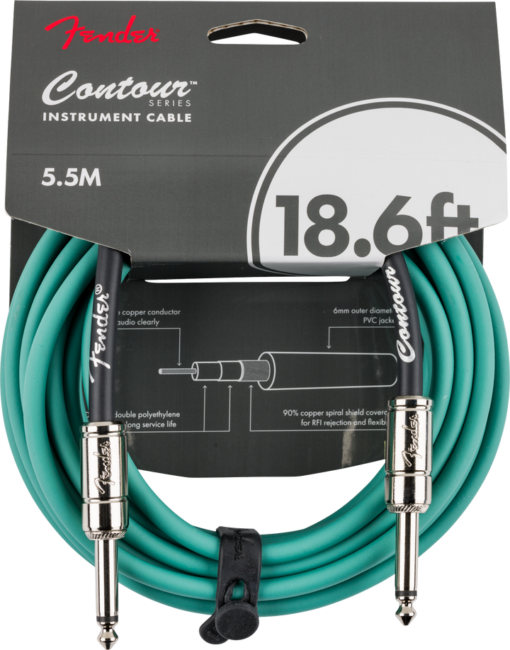 Fender Contour™ Instrument Cable, Sherwood Green, 18.6'