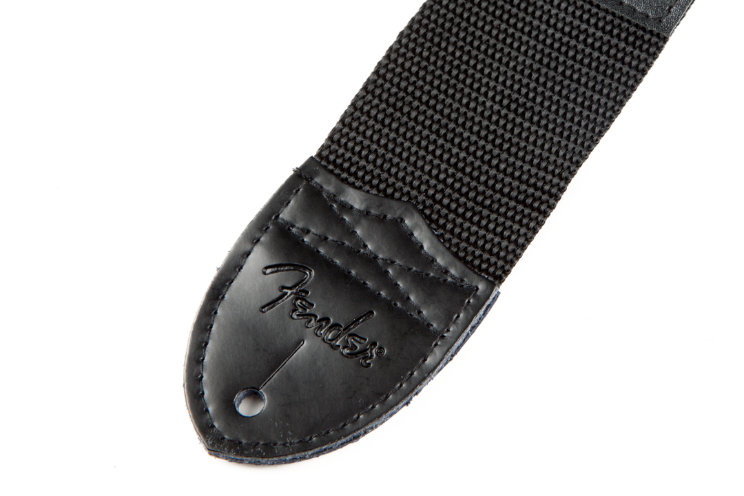 Fender Fender® Logo Strap, Black/White Logo, 2"