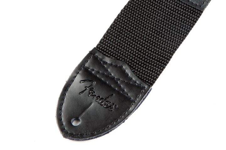 Fender Fender® Logo Strap, Black/White Logo, 2"