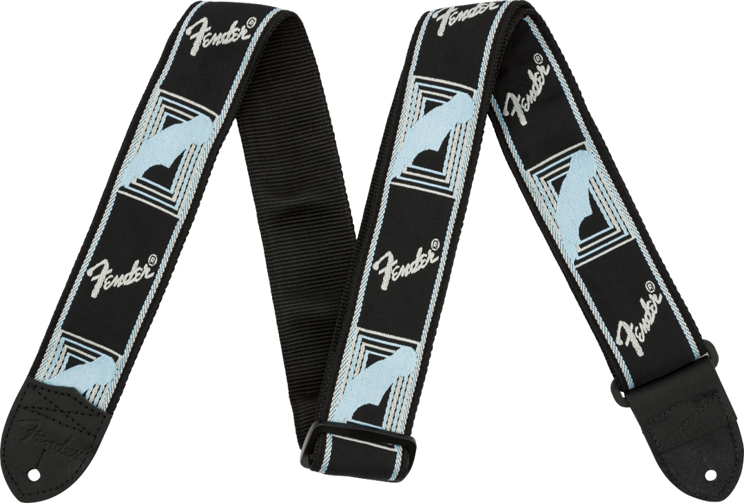 Fender Monogrammed Guitar Strap - Black, Light Grey, Blue