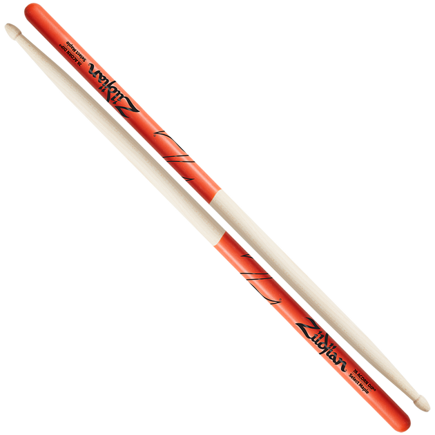Zildjian 7A Wood Tip Drumsticks Orange Dip