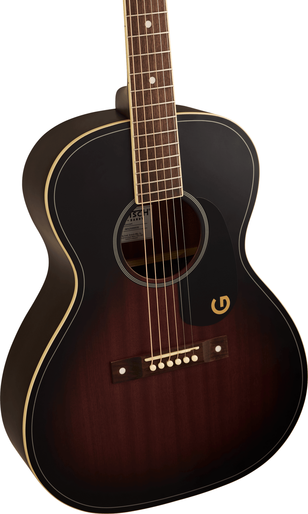 Gretsch Jim Dandy™ Concert, Walnut Fingerboard, Black Pickguard, Deep Cherry Burst