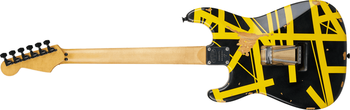 EVH Limited Edition Striped Series Frankenstein™ Frankie, Maple Fingerboard, Black with Yellow Stripes, Aged