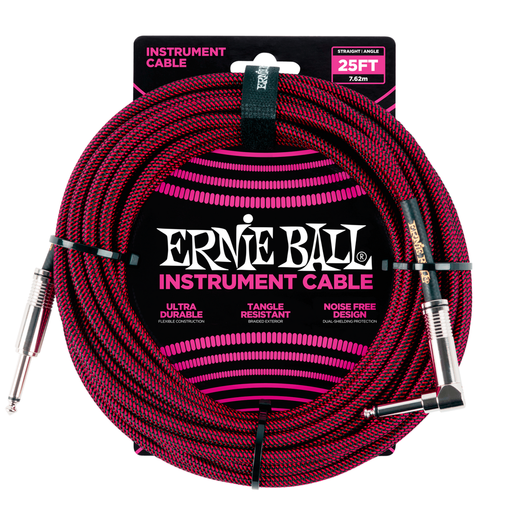 25 Ft Strght/Angle Braided Blk/Red Cable
