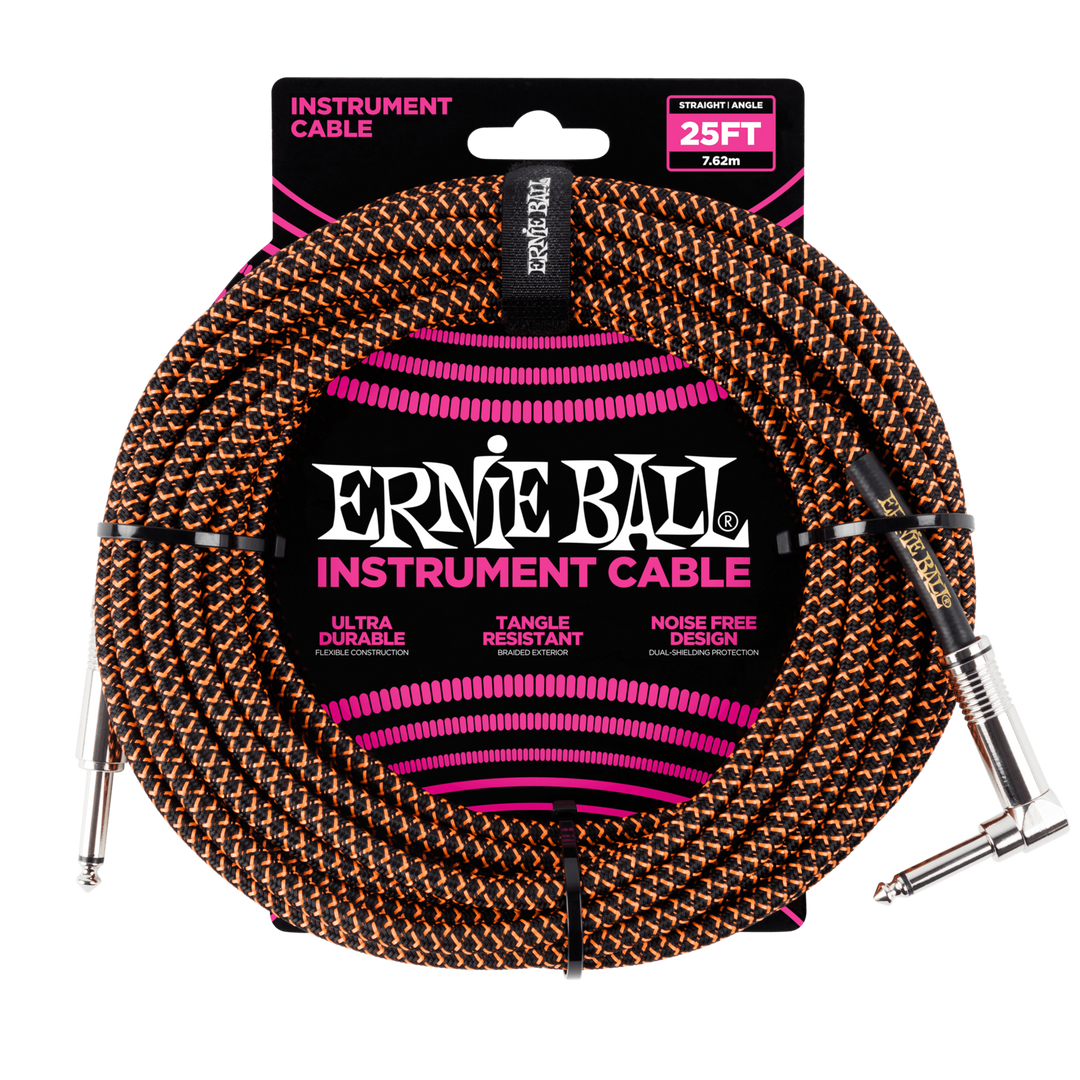 25 Ft Strght/Angle Braided Blk/Orange Cable