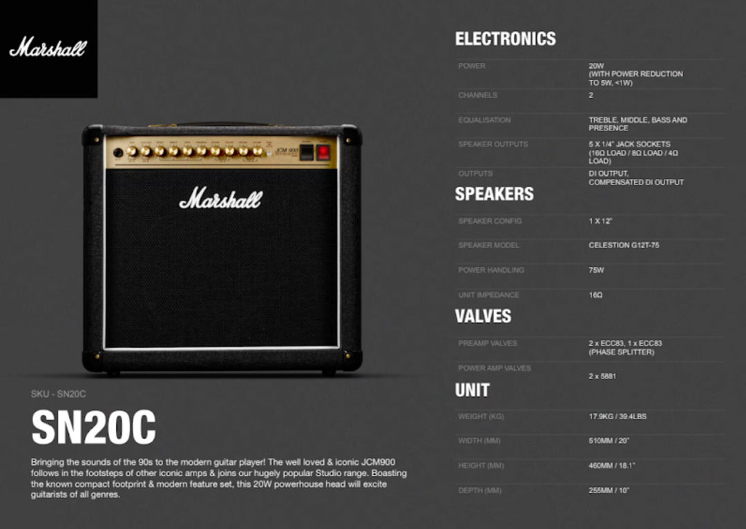 Marshall Studio 900 20W Combo 1 X 12" Speaker