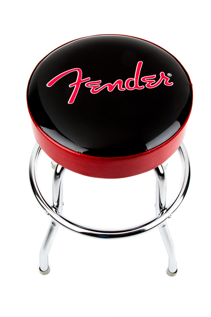 Fender® Red Sparkle Logo Barstool, Black/Red Sparkle, 24"