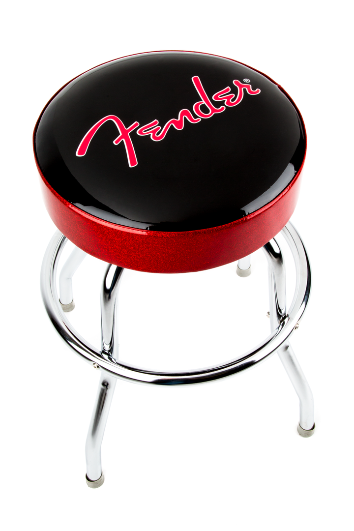 Fender® Red Sparkle Logo Barstool, Black/Red Sparkle, 24"
