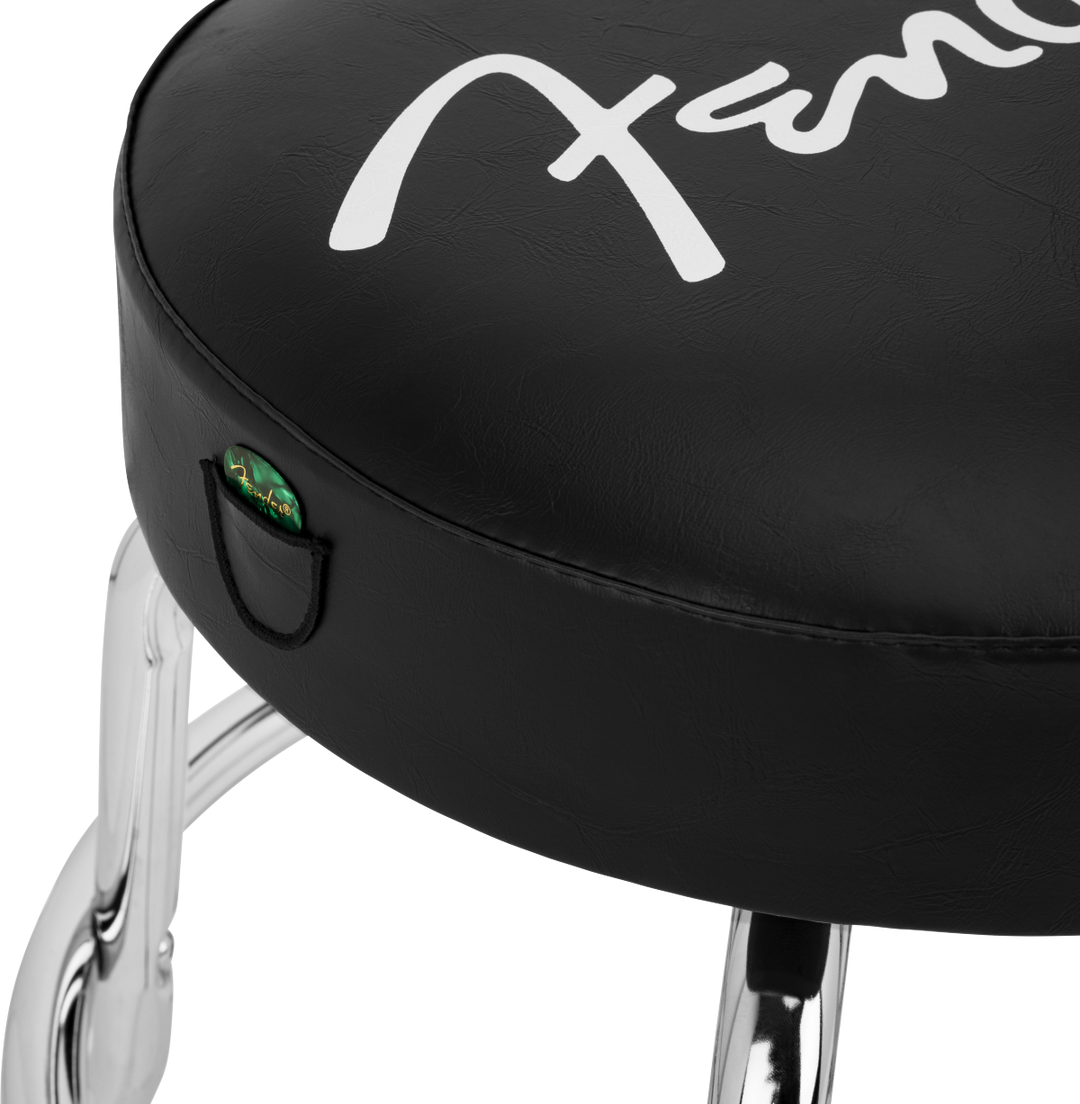 Fender® Spaghetti Logo Pick Pouch Barstool, Black/Chrome, 24"